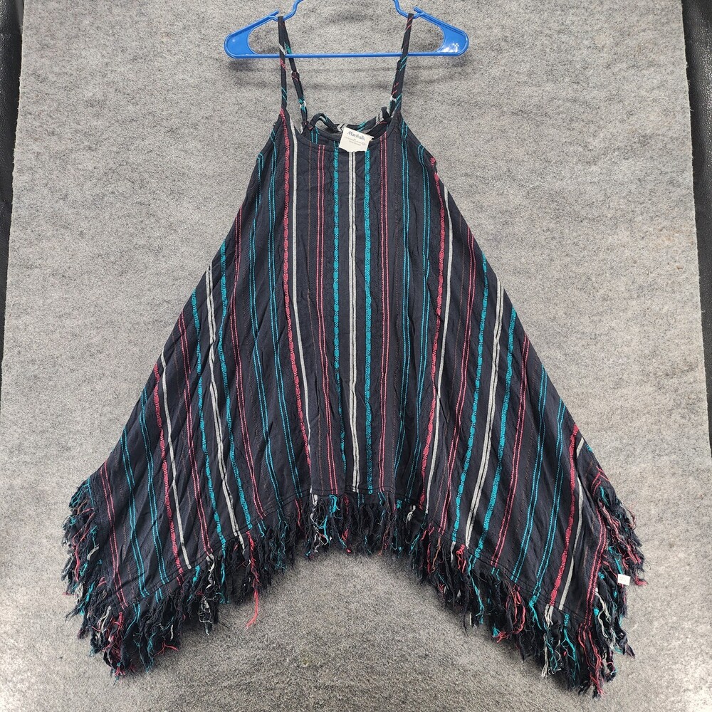 Lagaci Dress Womens Small Sleeveless Black Striped Boho Fringe